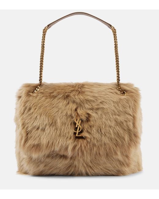 Saint Laurent Brown Niki Large Shearling Shoulder Bag