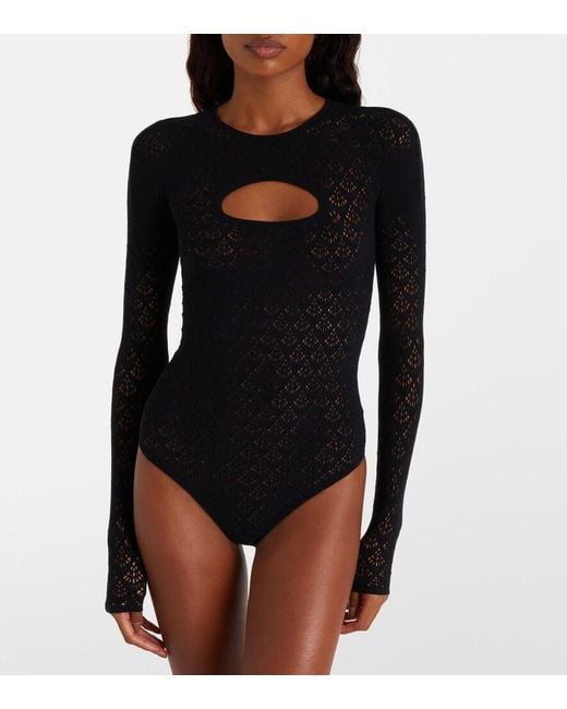Wolford Black Cutout Lace Bodysuit