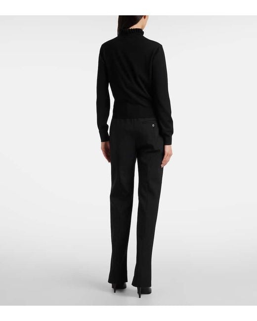 Alexander McQueen Black Scalloped Wool-Blend Sweater