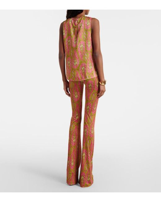 Etro Orange Paisley Flared Pants