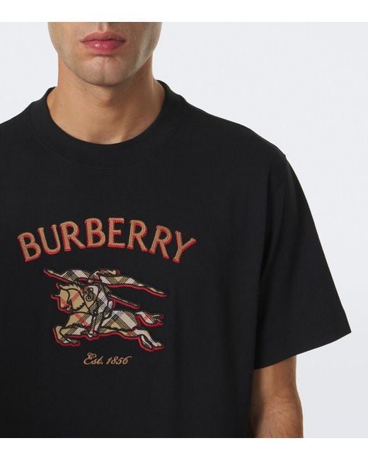 Burberry Black Ekd Cotton Jersey T-Shirt for men