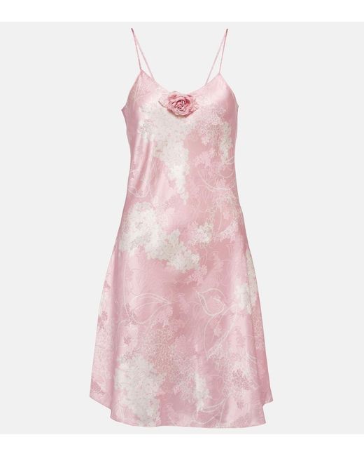 Rodarte Pink Printed Silk Slip Minidress