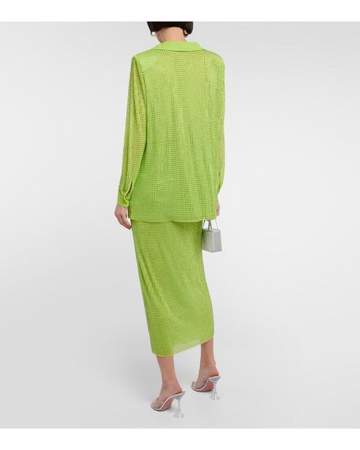 Self-Portrait Green Embellished Shirt