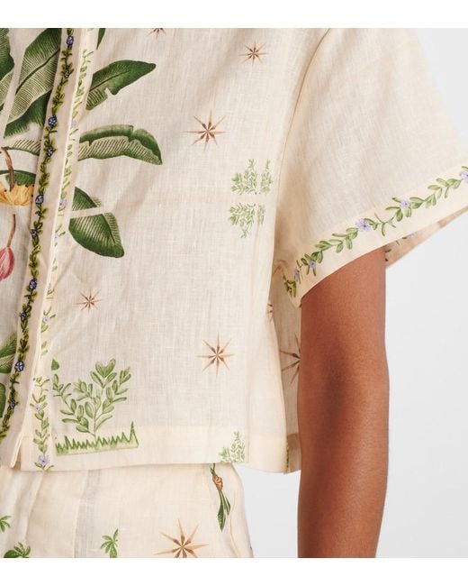 Agua Bendita Metallic Virtuosa Wild Embroidered Linen Shirt