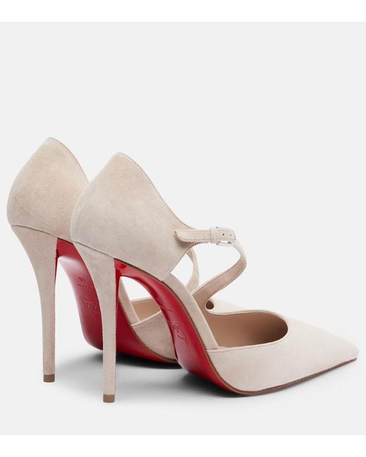 Christian Louboutin Natural Miss Ziggyta 100 Suede Pumps