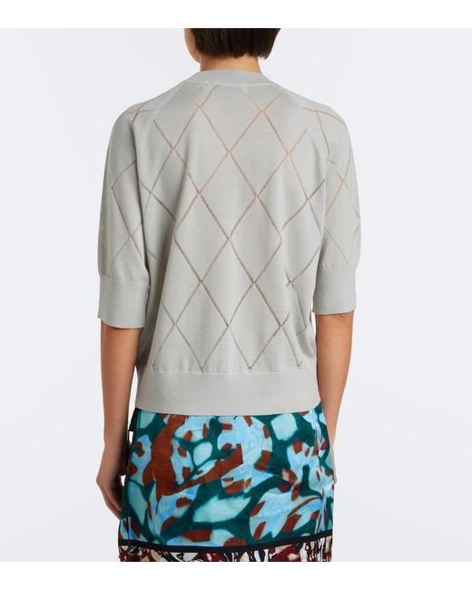 Dries Van Noten Gray Argyle Wool Sweater