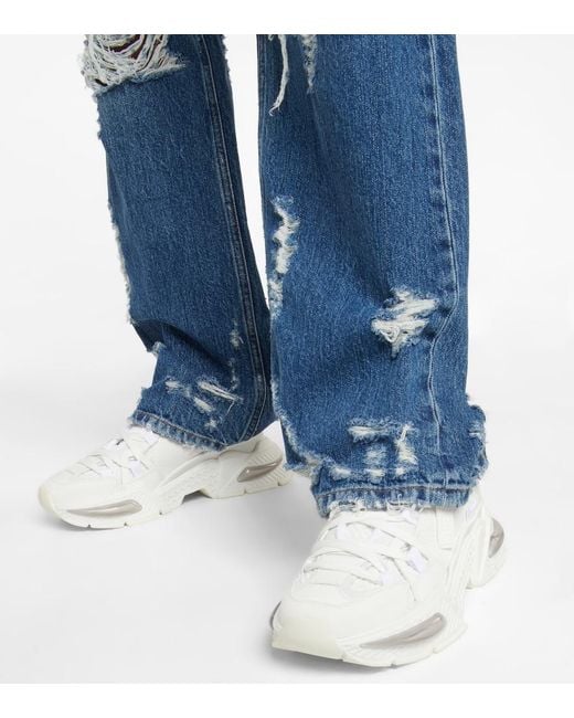 Dolce & Gabbana White 'Airmaster' Calf Leather Blend Sneakers