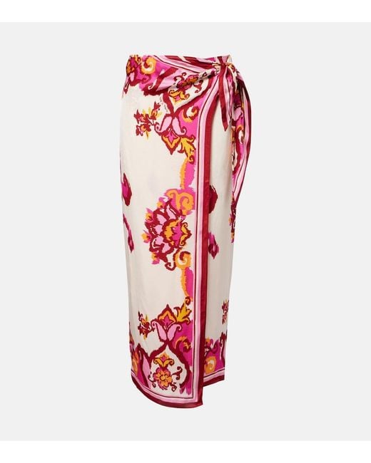 Poupette Red Dana Printed Wrap Skirt