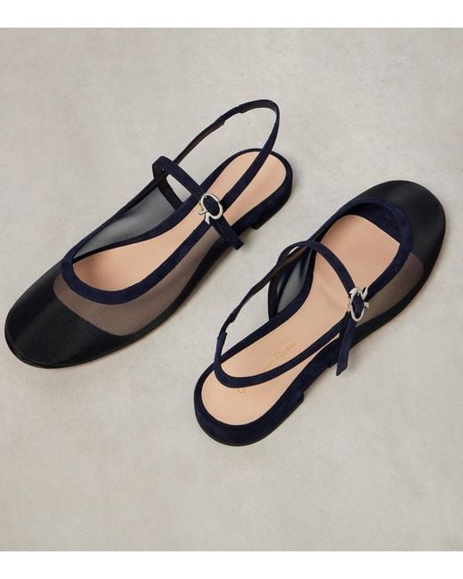 Gianvito Rossi Blue Slingback-Ballerinas Aus Mesh Mit Veloursleder