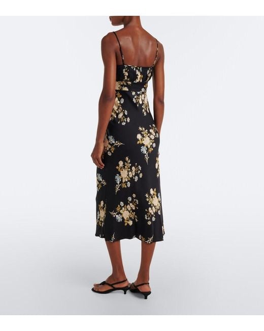 Veronica Beard Black Kieren Floral Silk-Blend Georgette Midi Dress