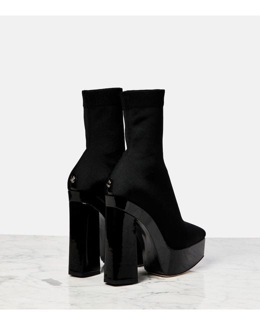 Jimmy Choo Black Giome 140 Platform Sock Boots