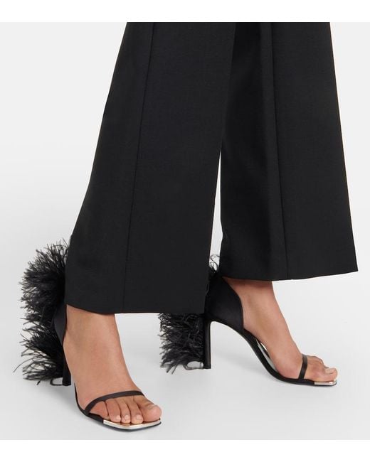 Area Black X Sergio Rossi Amazona Feather-Trimmed Sandals