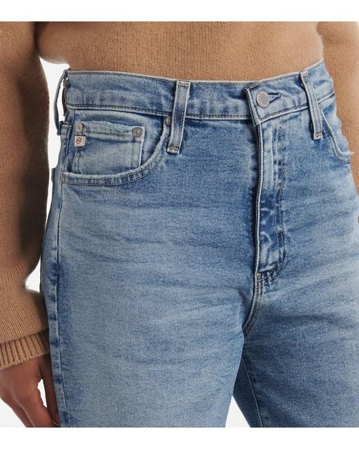 AG Jeans Blue Kora High-Rise Wide-Leg Jeans