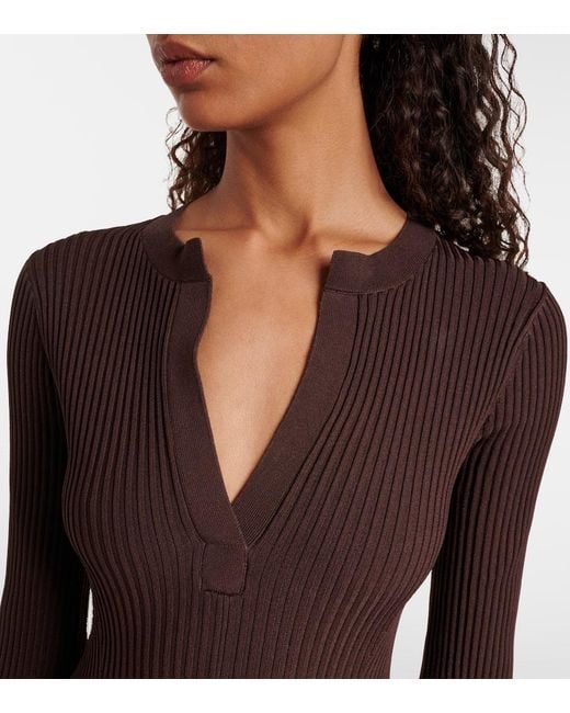 Jonathan Simkhai Brown Genna Ribbed-Knit Midi Dress