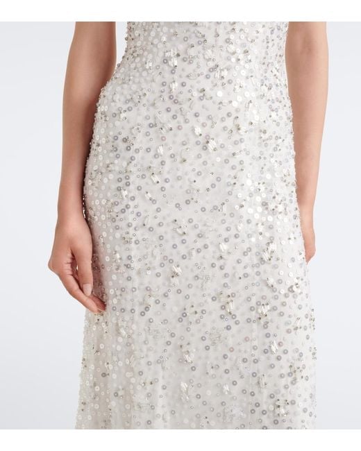 Jenny Packham White Orchid Embellished Gown