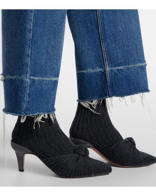 Chloé Black Ribbed-Knit Sock Boots