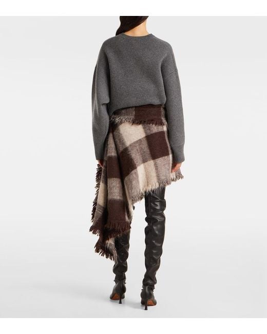 Proenza Schouler Brown Kai Checked Alpaca And Wool-Blend Miniskirt