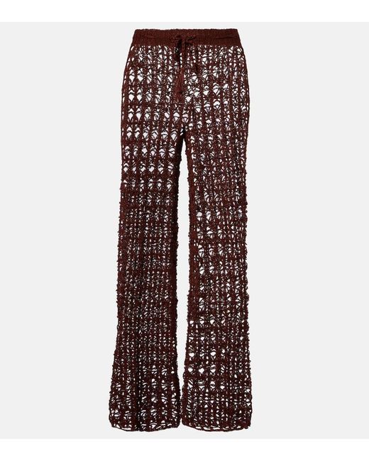 Pantalones Anchos De Croche De Algodon Anna Kosturova de color Brown