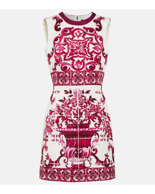 Dolce & Gabbana Red Majolica-print Mini Dress