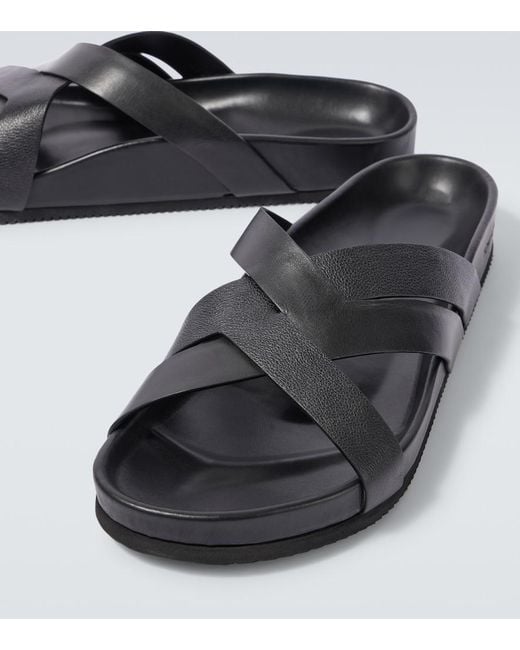 Tom Ford Black Leather Slides for men