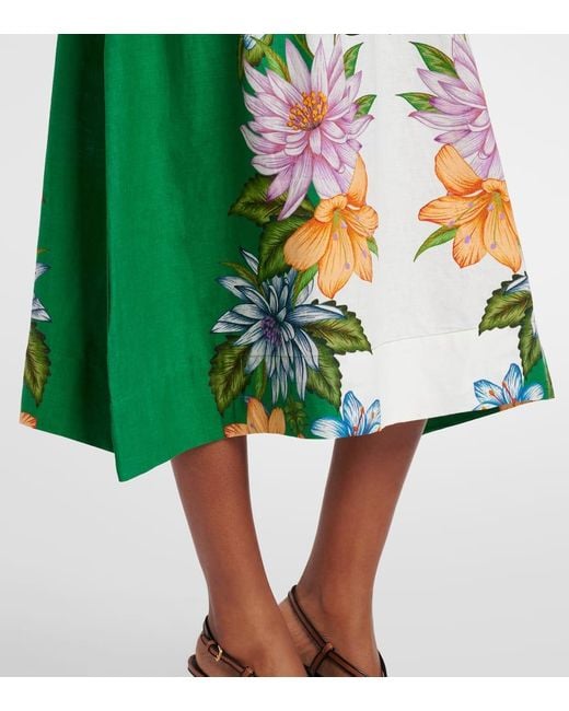 Vestido Midi Sweet Bloom De Mezcla De Lino Farm Rio de color Green