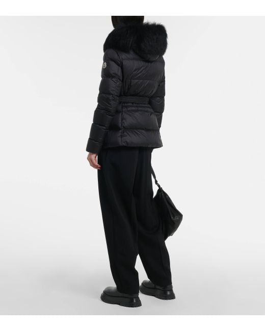 Moncler Black Boed Shearling-Trimmed Down Jacket