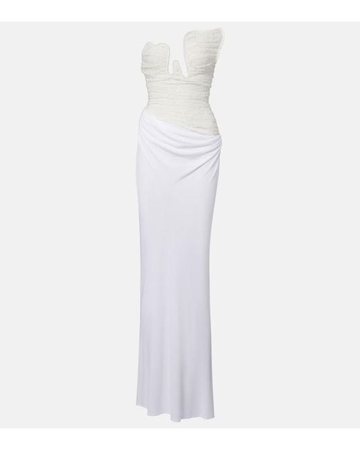 Christopher Esber White Salacia Ruched Lace And Jersey Gown