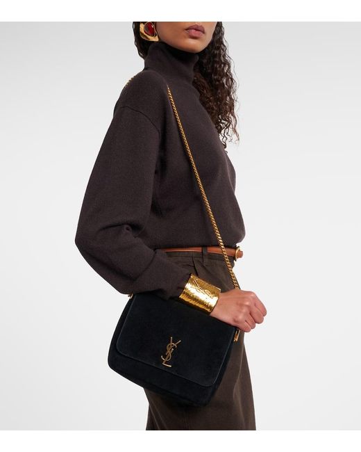 Saint Laurent White Schultertasche Kate Aus Veloursleder