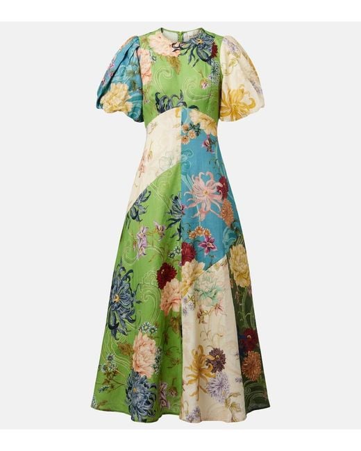 Robe Midi Avery En Lin A Fleurs ALÉMAIS en coloris Green