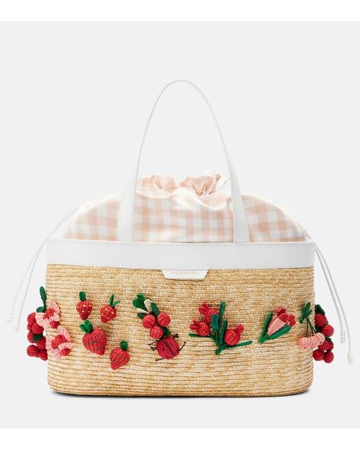 Aquazzura Natural Botanica Medium Raffia Tote Bag
