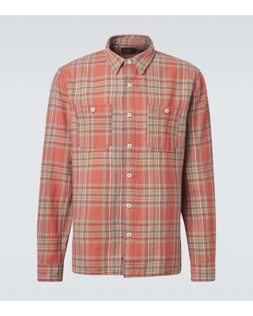 RRL Pink Cameron Plaid Cotton Twill Shirt for men