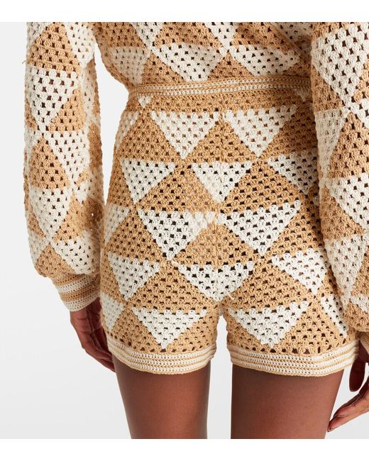 Anna Kosturova Natural Maija Crochet Cotton Shorts