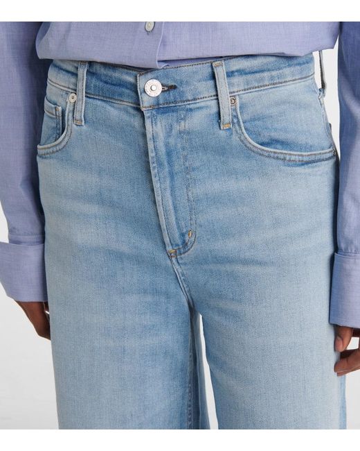 Citizens of Humanity Blue Lyra Cropped Wide-Leg Jeans
