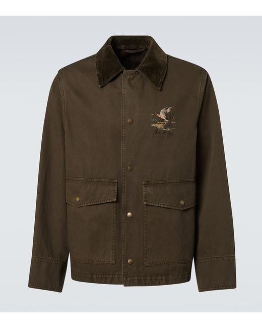 Burberry Green Corduroy-Trimmed Cotton Twill Field Jacket for men