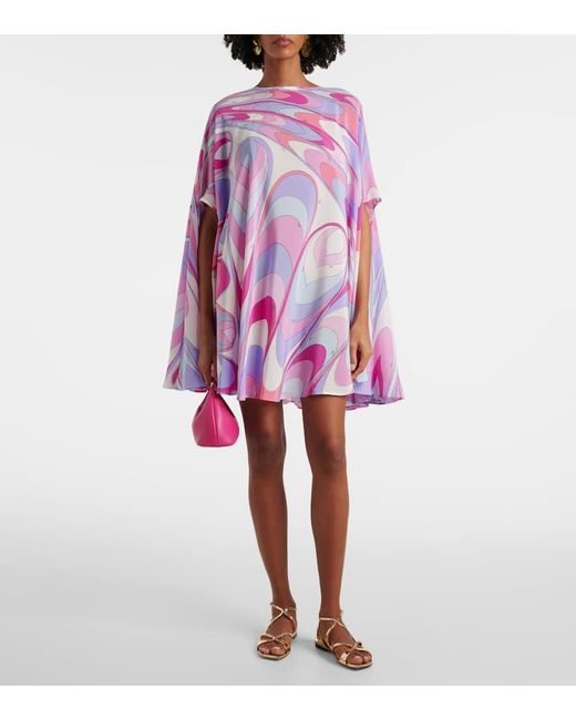 Emilio Pucci Pink Printed Silk Crepe De Chine Kaftan