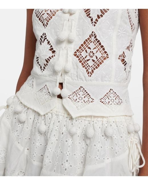 Isabel Marant White Nellsy Cotton And Linen Crop Top