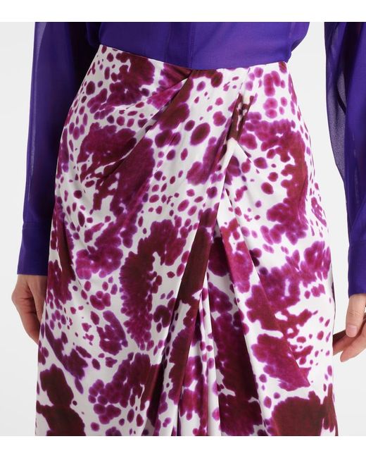 Dries Van Noten Purple Gathered Midi Skirt
