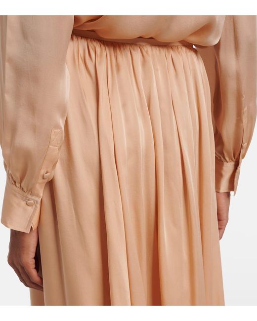 Falda Midi Zena De Chifon De Seda Con Volantes Ulla Johnson de color Natural