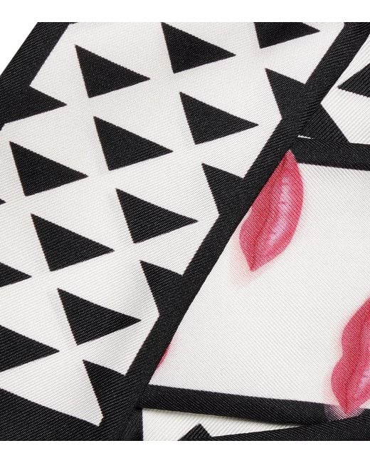 Prada White Printed Silk Twill Scarf