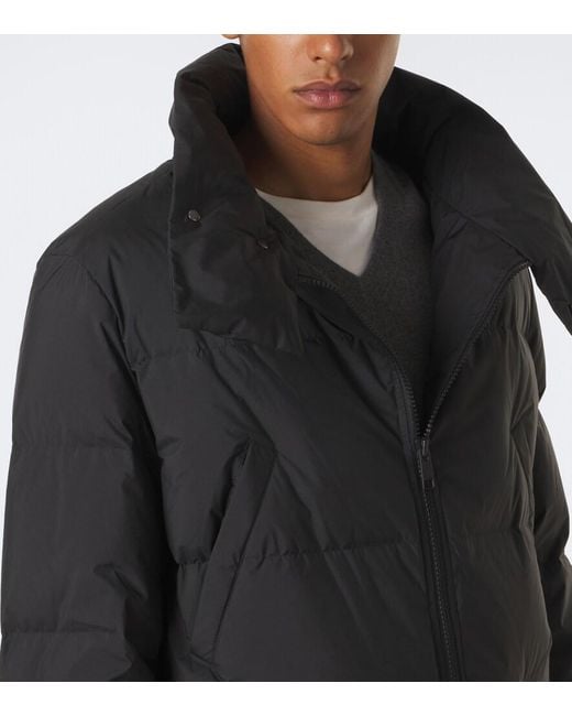 Yves Salomon Blue Shearling-Trimmed Down Coat for men