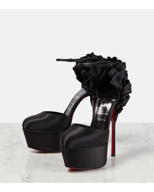 Christian Louboutin Black Maria Frou Alta Satin Platform Pumps