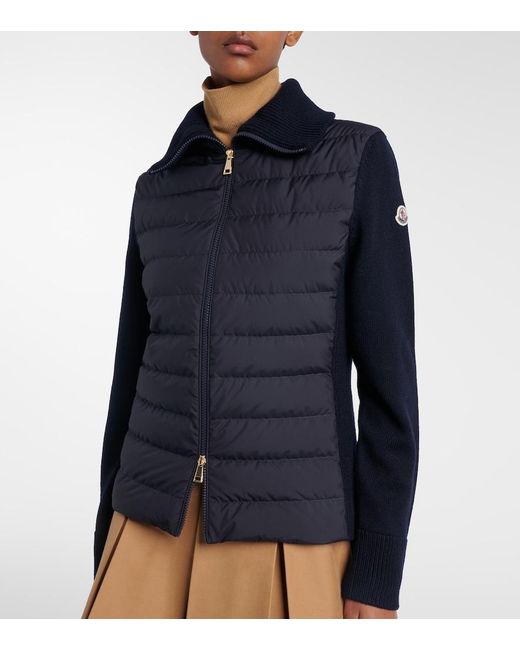 Moncler Blue Paneled Quilted Down Jacket