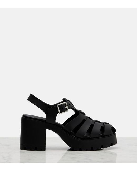 Prada Black Monolith Sandals