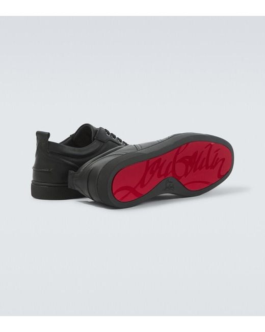 Christian Louboutin Black Retero Logo Leather Sneakers for men