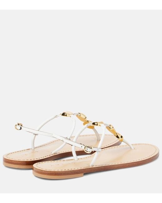 Amanu White Nairobi Leather Thong Sandals