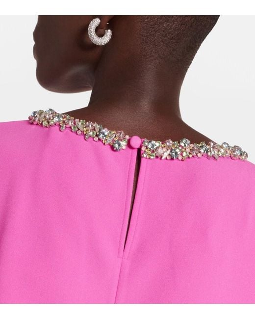 Safiyaa Pink Amarella Crystal-Embellished Crepe Gown