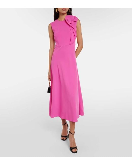 Roland Mouret Pink Floral-applique Cady Midi Dress