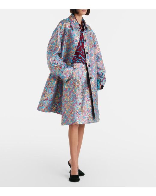 Dries Van Noten Blue Brocade Coat