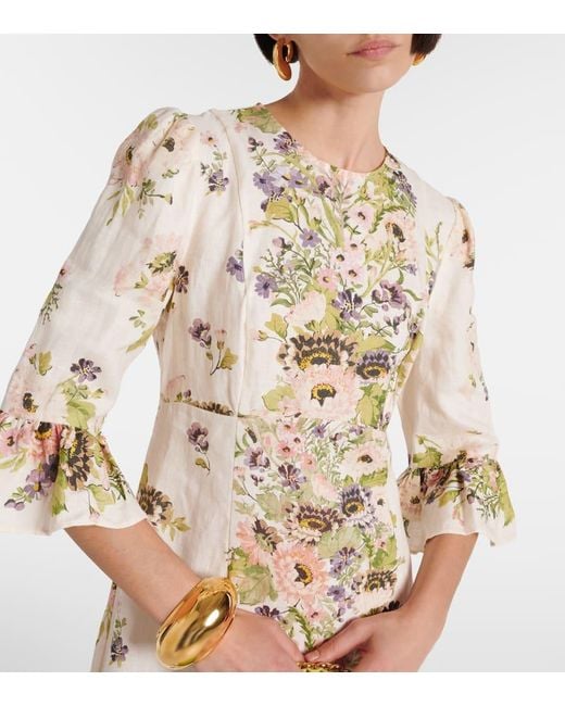 Robe Longue Holiday À Fleurs Zimmermann en coloris White