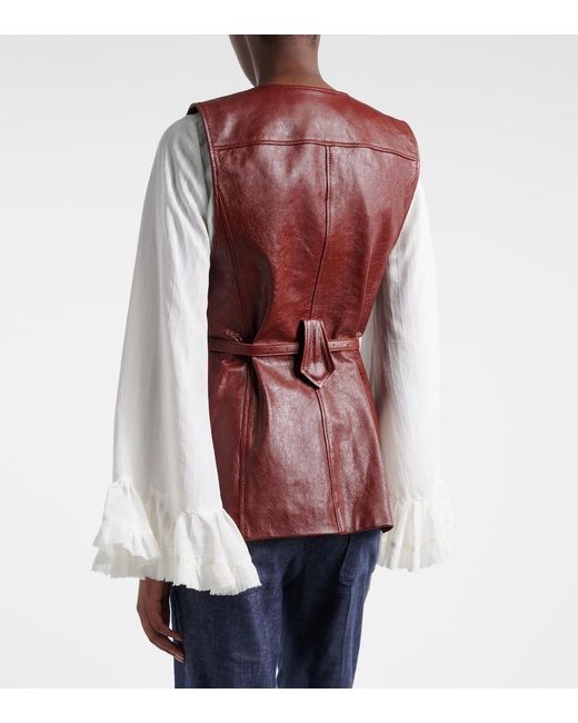 Dorothee Schumacher Red Broken Shine Leather Vest